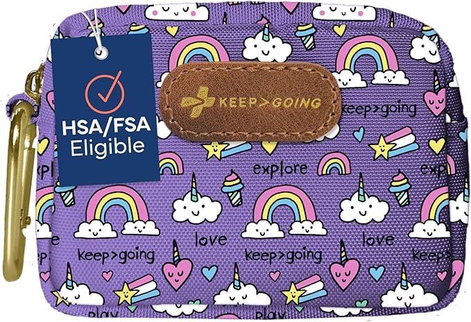 KeepGoing Small Travel First Aid Kit Kids – 60 Pc. Mini First Aid Kit for Purse, Diaper Bag, & Backpack with Latex-Free Bandages – 4 Oz., & 4.5 x 3.5 x 2 in, TSA-Approved-BubblyBeeBaby
