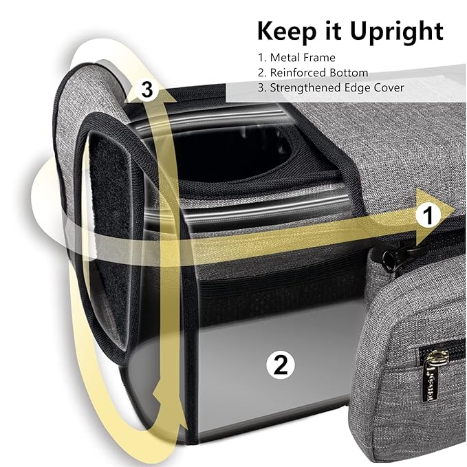 TOPDesign Universal Baby Stroller Organizer, Stroller Caddy with Heightened Insulated Cup Holders & Non-Slip Secure Hooks Accessories, Fits Most Strollers, Machine Washable (Baroque Gold)-BubblyBeeBaby