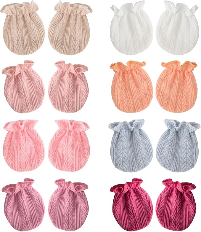 BQUBO Newborn Infant Toddler Mittens No Scratch Cotton Elastic Wrist Gloves Hypoallergenic for 0-6 Months Baby Boys Girls-BubblyBeeBaby