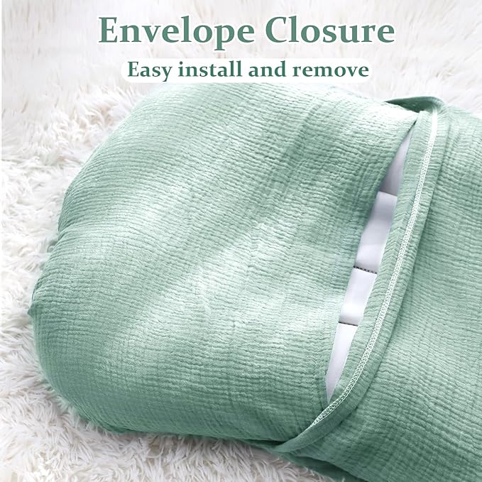 Hooyax Muslin Baby Lounger Cover, 100% Cotton Durable Newborn Lounger Cover, Soft and Breathable Infant Lounger Cover for Boys Girls, Covers Only (Blue-Green)-BubblyBeeBaby