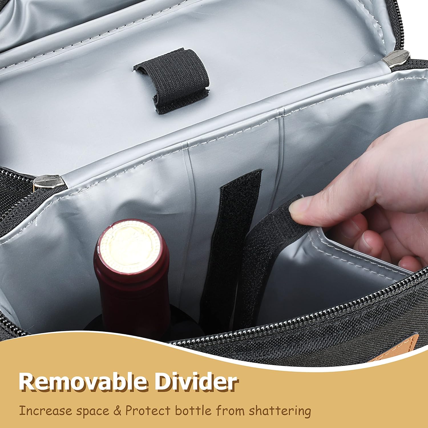 Tirrinia 2 Bottle Leakproof Insulated Wine Tote Carrier Bag - Padded Cooler for Travel, Restaurants, Tasting, Parties, Great Gift for Wine Lovers