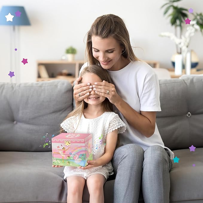 Jewelkeeper Jewelry Box for Girls - Spinning Ballerina Doll to Swan Lake Tune Music Box - Pink Jewelry Boxes for Girls with 2 Drawers - Ideal for Storing Necklaces and Bracelets - 7Lx5Hx6W Inches-BubblyBeeBaby