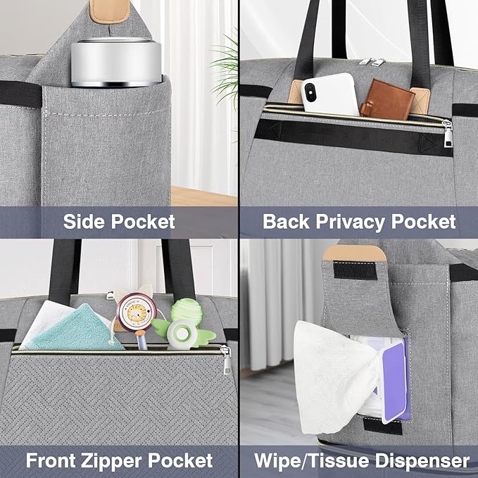 ITIEZY Diaper Bag Tote for Baby - Large Mommy Bag with Portable Changing Pad Pacifier Case, Hospital Bags Travel Baby Bag-BubblyBeeBaby