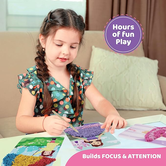 jackinthebox Poke Poke Art for Kids - Fashion Theme, Mess-Free Fabric Art and Craft, Flower Pressing Kits, Gift for Kids, Girl Gifts, Toys for Girls Ages 4 5 6 7 8-BubblyBeeBaby