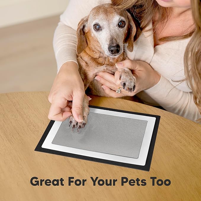 1-Pack Inkless Baby Hand and Footprint Kit - Mess Free Ink Pad for Newborn Keepsake, Dog Nose & Paw Print Kit, Clean Touch Ink Pad for Baby Hand & Footprints, Ideal New Mom Gifts(Silver, Jumbo)-BubblyBeeBaby