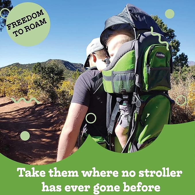 Hiking Baby Carrier Backpack - Comfortable Toddler/Baby Backpack Carrier System with Diaper Change Pad, Insulated Pocket + Rain and Sun Hood to Protect Your Child-BubblyBeeBaby