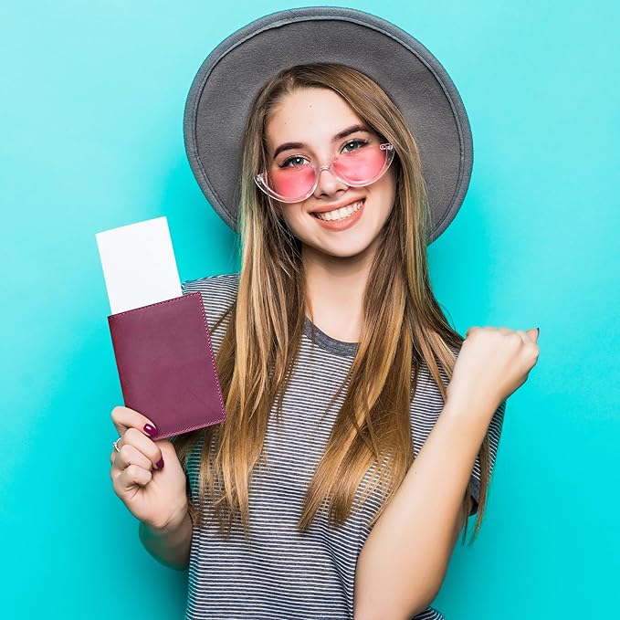 HIFA Leather Passport Holder, Handmade Passport Cover with Card and Ticket Slot - Genuine Leather, Elegant Design, Easy Access - Passport Case, Passport Wallet, Passport Holder-BubblyBeeBaby