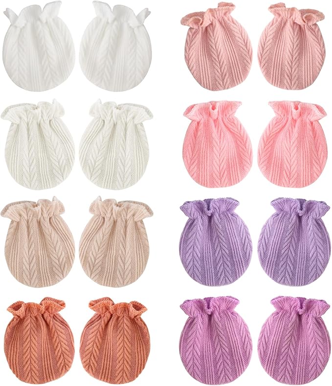 BQUBO Newborn Infant Toddler Mittens No Scratch Cotton Elastic Wrist Gloves Hypoallergenic for 0-6 Months Baby Boys Girls-BubblyBeeBaby