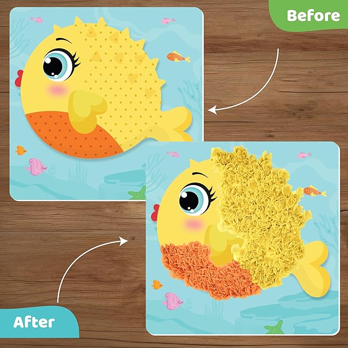 jackinthebox Poke Poke Art – Ocean Theme, Mess-Free Fabric Art and Craft, Flower Pressing Kits, Gift for Kids, Toys for Girls and Boys Ages 4 5 6 7 8-BubblyBeeBaby