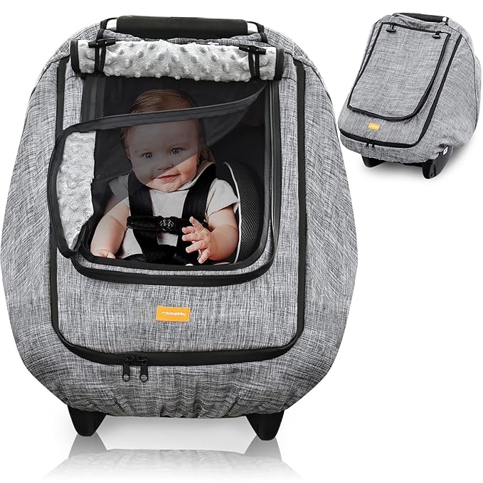 Waterproof Baby Car Seat Cover，Cold Weather Carseat Cover for Babies,Infant Car Seat Cover Canopy for Boy Girls,Windproof Car Seat Canopy for Boys & Girls, Keeps Babies Warm and Cozy-BubblyBeeBaby