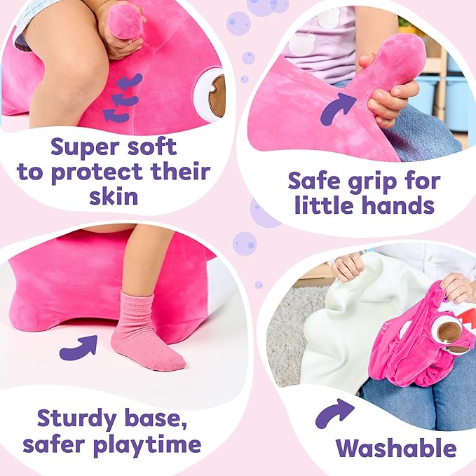 JITTERYGIT Baby Shark Bouncy Hopper - Musical Plush Toy for Kids and Toddlers - Mommy Shark (Pink)-BubblyBeeBaby