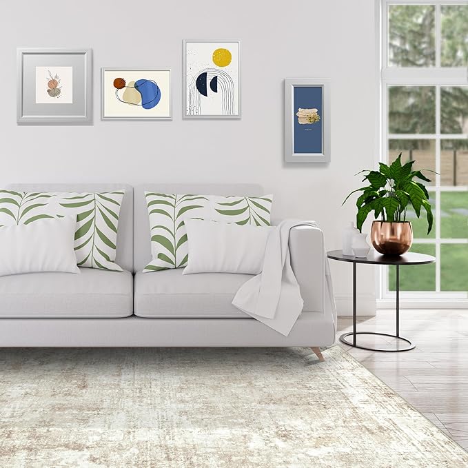 10x14 Area Rugs Large Living Room Rug Washable: Modern Abstract Rug Indoor Modern Carpet Non Slip for Dining Room Bedroom Nursery Home Office Beige-BubblyBeeBaby