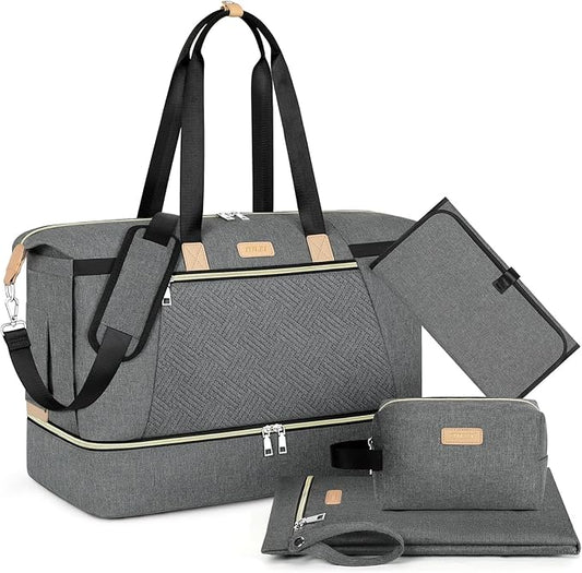 ITIEZY Diaper Bag Tote for Baby - Large Mommy Bag with Portable Changing Pad Pacifier Case, Hospital Bags Travel Baby Bag-BubblyBeeBaby