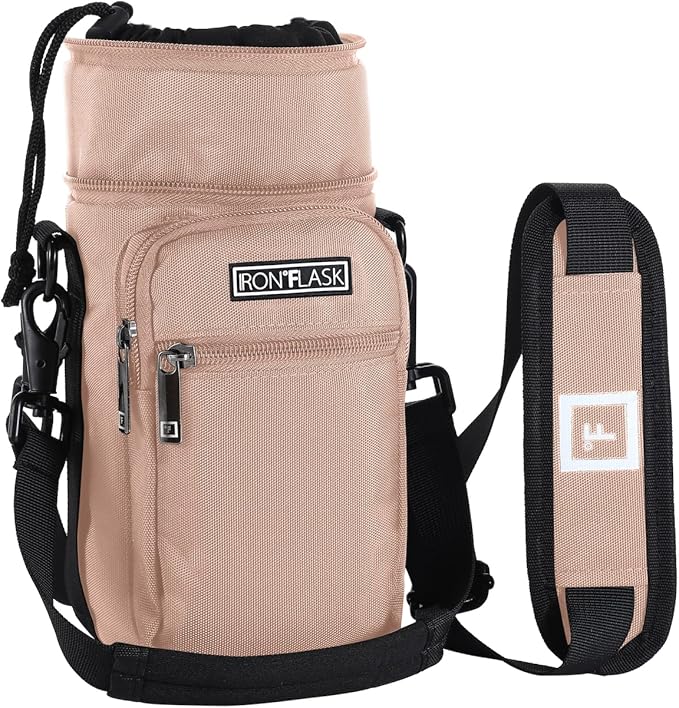 IRON °FLASK Carrier, Holder, Sleeve - Fits Insulated Stainless Steel Sports Water Bottle, Adjustable Shoulder Strap, Holder Bag Case Pouch Cover-BubblyBeeBaby