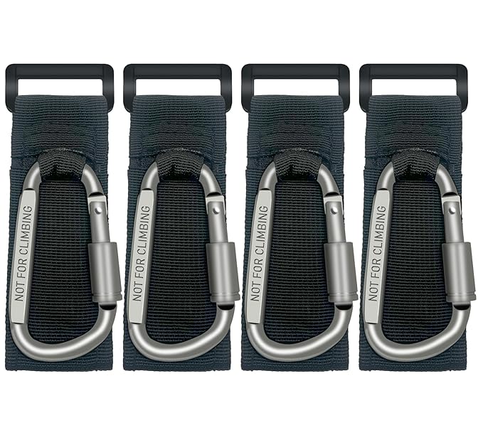 4 Pcs Baby Stroller Hook, Carry 30 lbs per Stroller Carabiner Clip, Adjustable Baby Stroller & Car Seat Hook for Hanging Diaper Bag, Wheelchair,Golf cart, Shopping and Pet Cart-BubblyBeeBaby