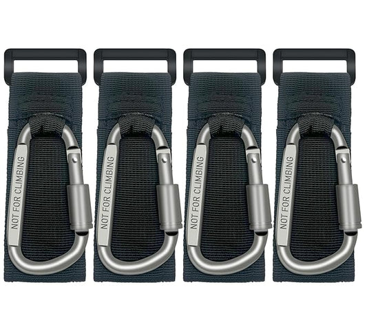 4 Pcs Baby Stroller Hook, Carry 30 lbs per Stroller Carabiner Clip, Adjustable Baby Stroller & Car Seat Hook for Hanging Diaper Bag, Wheelchair,Golf cart, Shopping and Pet Cart-BubblyBeeBaby