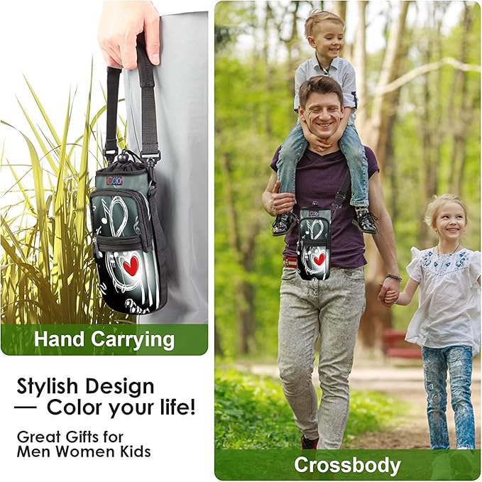 icolor Water Bottle Carrier Bag with Strap 25/32/40 oz Crossbody Bottle Holder with Phone Pocket Sling Sleeve Insulated Neoprene Water Bottle Pouch for Walking Travelling-BubblyBeeBaby