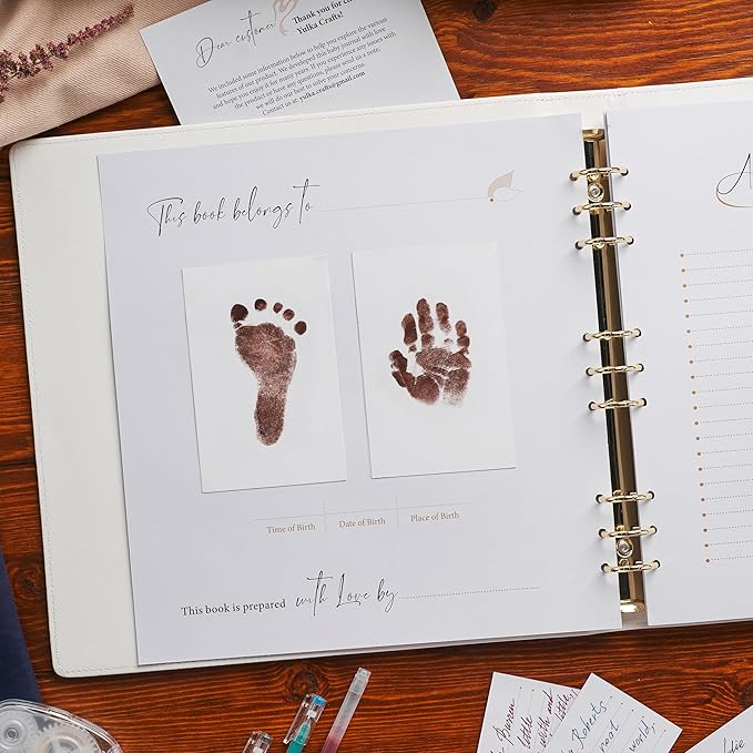 Keepsake Baby Memory Book Girl Boy – Timeless Leather-Bound Baby Milestone Book – Baby Book Keepsake Record First 5 Years – Gender Neutral Baby Scrapbook Album Baby Album Journal Registry Search Gift-BubblyBeeBaby