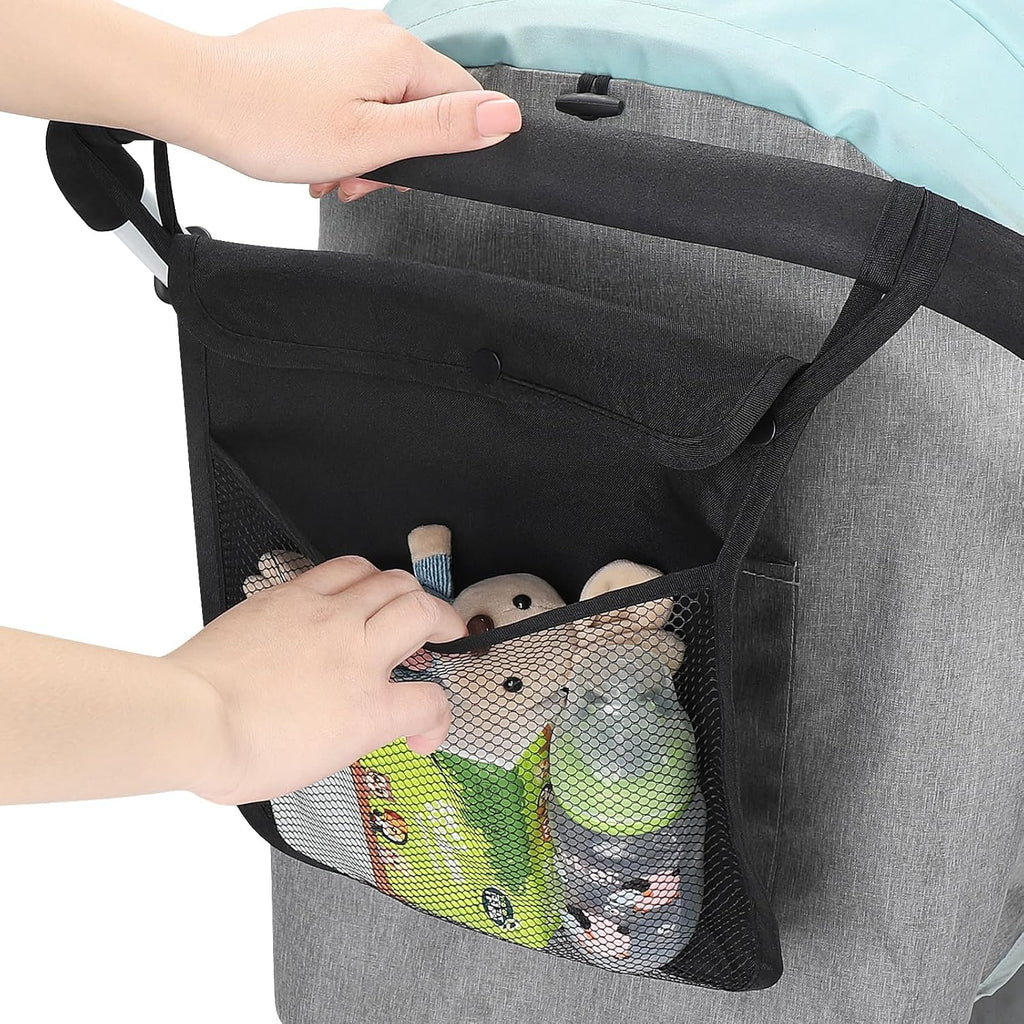 Accmor Universal Stroller Organizer, Mesh Bag Fits for Uppababy, Nuna, Britax, Doona Strollers, Non-Slip Adjustable Stroller Mesh Cargo Net Storage Caddy Accessories