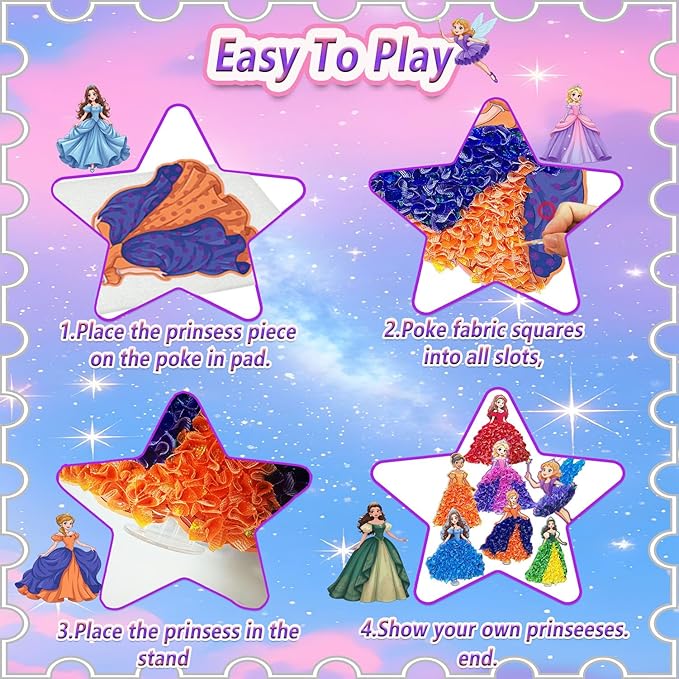 JRD&BS WINL Poke in Fun Art Kit for Kids Toys Age 3-12 Year Old 3D Creative Princesses for Girls Birthday Gifts for 3 4 5 6 7 8 9…… Year Old Boy DIY Craft Art Kit for Teens Beginner Kids-BubblyBeeBaby