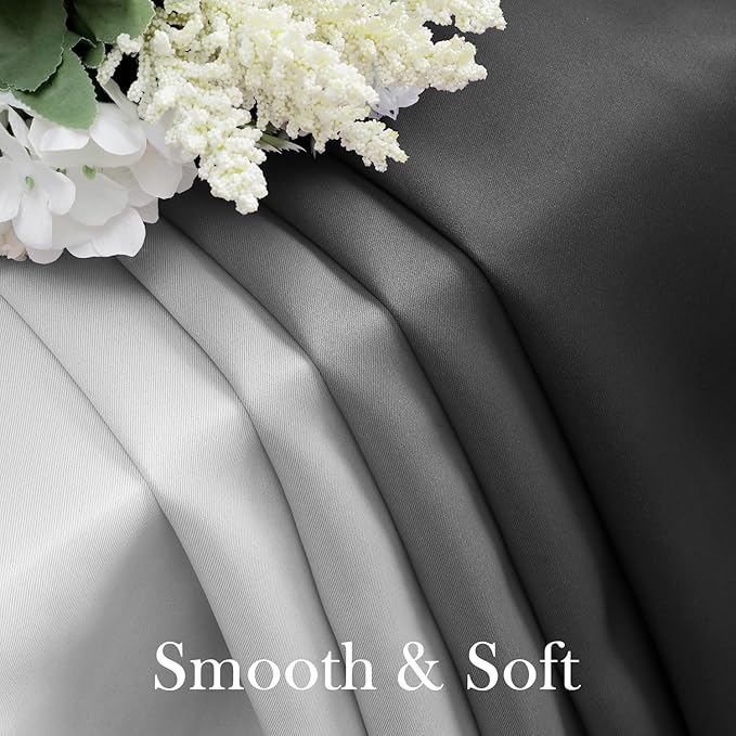 HOMEIDEAS Grey Gray Ombre Blackout Curtains 52 X 84 Inch Length Gradient Room Darkening Thermal Insulated Energy Saving Grommet 2 Panels Window Drapes for Living Room, Bedroom-BubblyBeeBaby