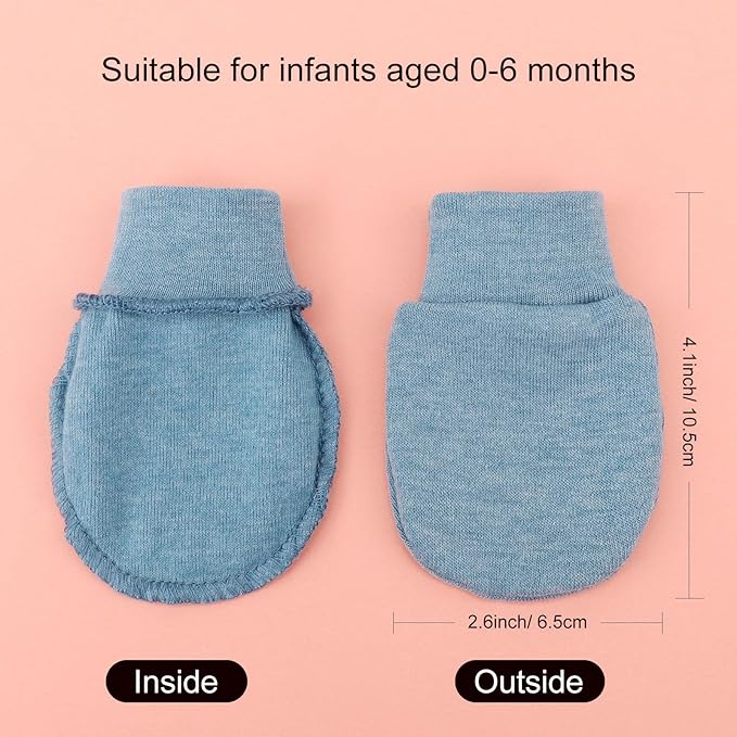 BQUBO 6 Pairs Newborn Baby Boys Girls Mittens 0-6 Months Unisex-Baby Infant Mittens Elastic No Scratch Wrist Gloves-BubblyBeeBaby
