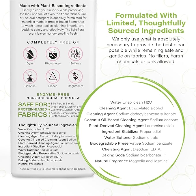 Heritage Park Silk & Wool Spring Magnolia Floral Scent, pH-Neutral Laundry Detergent - Enzyme-Free, Ultra Concentrated (64 fl oz Refill)-BubblyBeeBaby