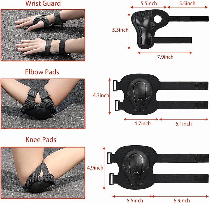 Kids Bike Helmet Set Adjustable for Children, Boys, Girls and Teenagers Aged 3-8 Years Includes Elbow, Knee, Wrist Guards Children's Helmet Protection Set for Bikes SkateboardsRollerskates-BubblyBeeBaby