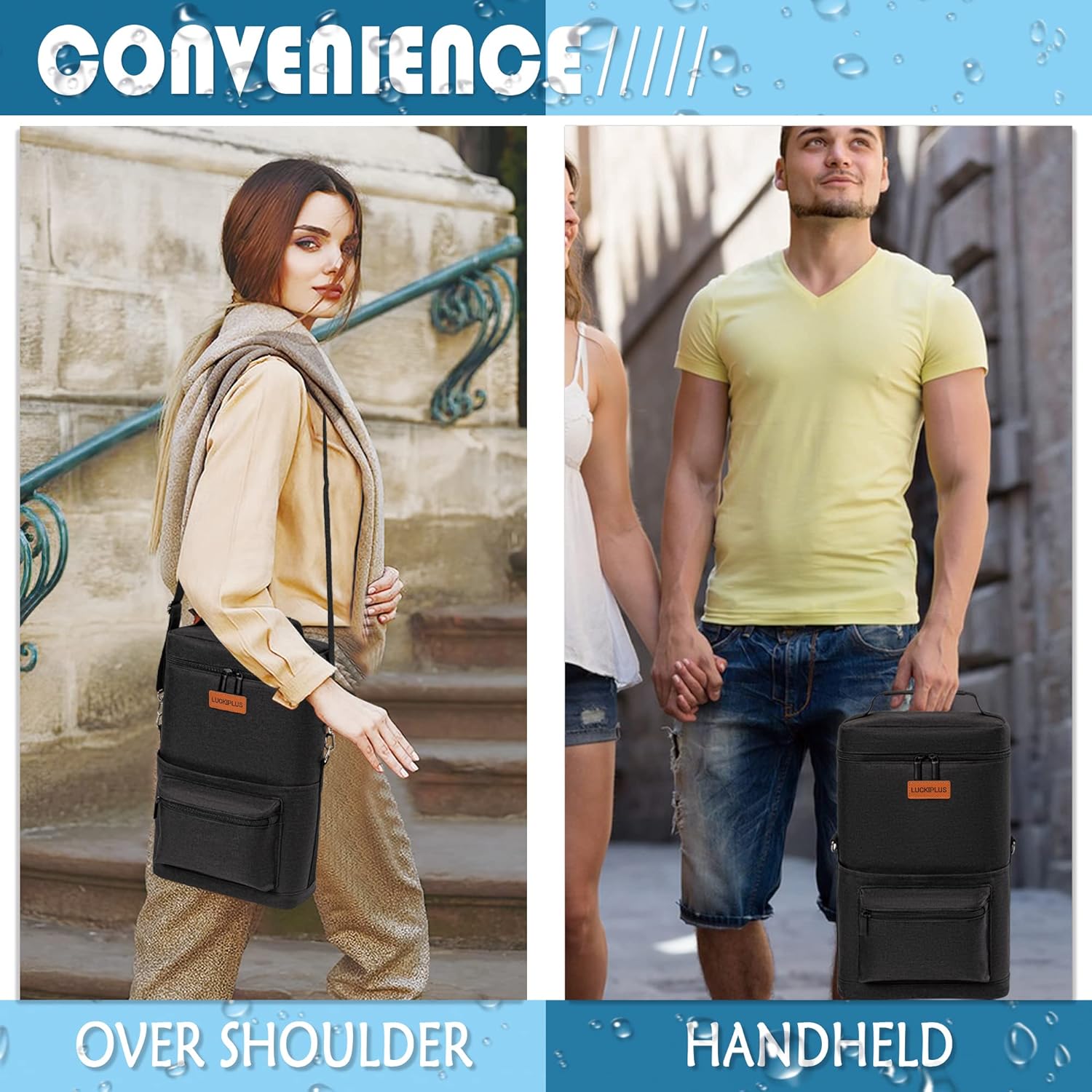 Insulated Wine Carrier Bag for 2 Bottles with Padded Shoulder Strap