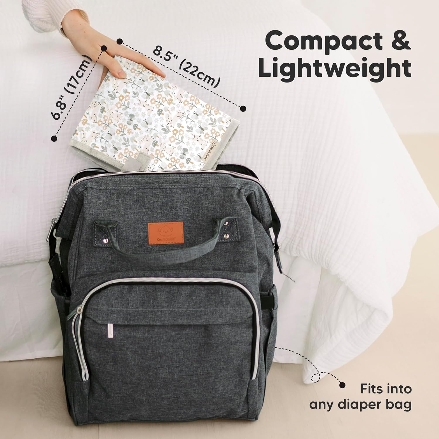 KeaBabies Portable Diaper Changing Pad, Easy Wipe Clean - Foldable Waterproof Baby Changing Mat for Diaper Bag, Compact, Lightweight, 25x13 Baby Changer Travel Essential, Machine Washable (Prairie)