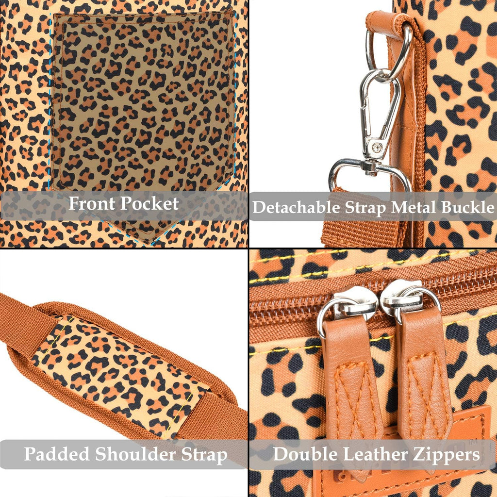 Tirrinia 2 Bottle Wine Gift Tote Carrier - Leakproof & Insulated Padded Versatile Wine Cooler Bag for Travel, BYOB Restaurant, Wine Tasting, Party, Dinner,Gift for Wine Lovers, Cheetah