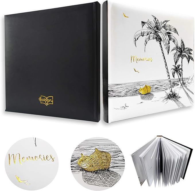 Holoary Photo Album 4x6 160 Photos Two Pictures Per Page, Memo Writing Area for Each Pocket, 160 Pockets 4”x6”, Printed Book Cover Travel Design Natural Beach Vacation Honeymoon Memories-BubblyBeeBaby