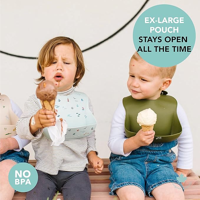 Loulou Lollipop Soft, Waterproof Silicone Feeding Bib-BubblyBeeBaby