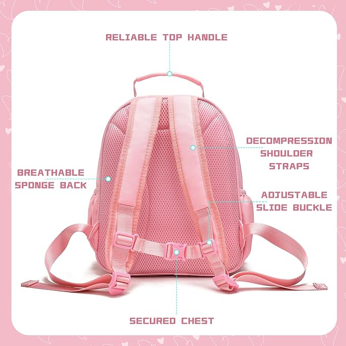 I IHAYNER Kids Glitter Lightweight Backpack for School Travel & Daycare, Toddler Backpack for Girls 3+ Preschool Kindergarten Elementary Kids Backpack-Rainbow Pink S-BubblyBeeBaby