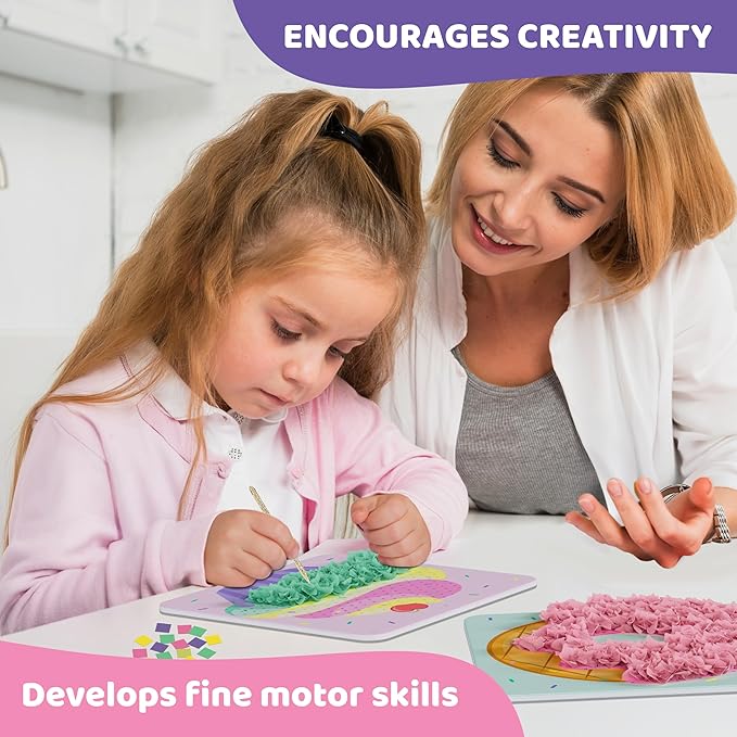 jackinthebox Poke Poke Art for Kids - Candyland Theme, Mess-Free Fabric Art and Craft, Flower Pressing Kits, Gift for Kids, Girl Gifts, DIY Activity Boy Gift, Toys for Girls and Boys Ages 4 5 6 7 8-BubblyBeeBaby