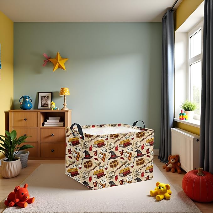 HIYAGON Rectangular Halloween Basket for Boys and Girls Kids Trick or Treat Pumpkin Basket for Halloween Parties Cute Storage Bin Organizer Box Room Decor(Magic)-BubblyBeeBaby