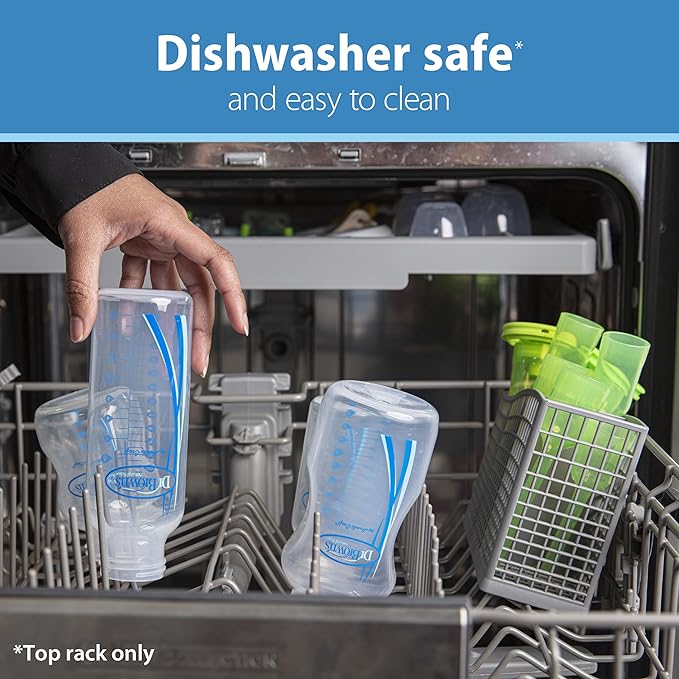 Dr. Brown's Natural Flow Anti-Colic Options+ Wide-Neck Baby Bottles 5 oz/150 mL,with Level 1 Slow Flow Nipple, Pink 4 Pack, 0m+-BubblyBeeBaby