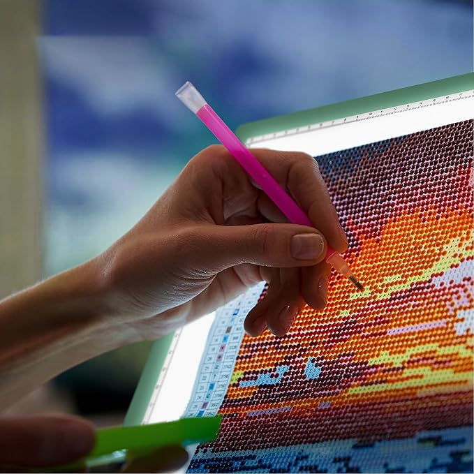 iVyne Rechargeable A4 Light Pad for Diamond Painting & Art Projects – LED Light Board with Diamond Art Accessories – Ultra-Thin & Portable Diamond Dot Light Board, Perfect for Artists - Green-BubblyBeeBaby