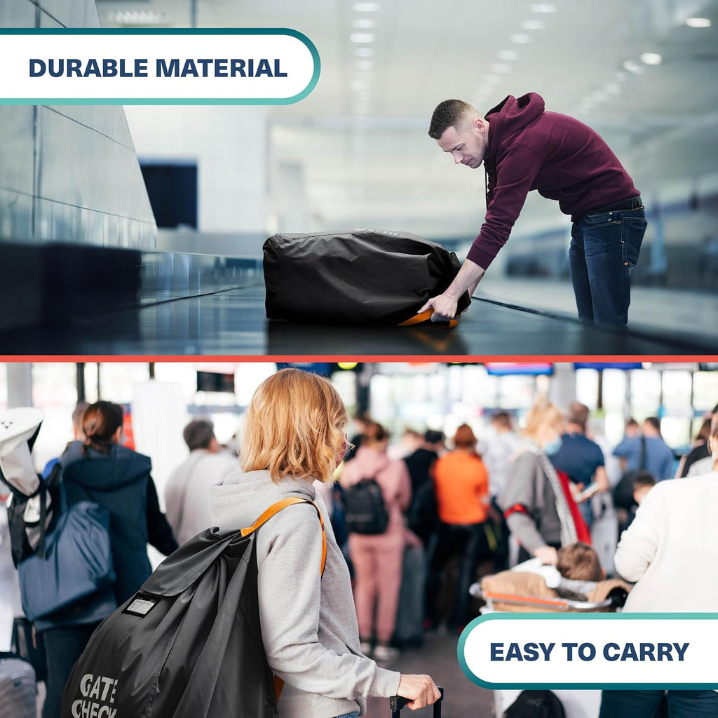 Bramble Infant Car Seat Travel Bag for Airplane - Waterproof Car Seat Cover for Airplane Travel 34" - Booster Seat Travel Bag Carseat Carrier for Airport, Black