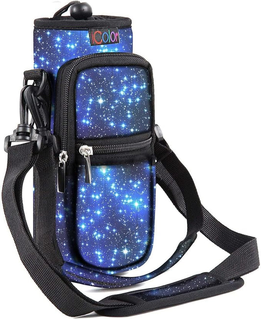 icolor Water Bottle Carrier Bag with Strap 25/32/40 oz Crossbody Bottle Holder with Phone Pocket Sling Sleeve Insulated Neoprene Water Bottle Pouch for Walking Travelling-BubblyBeeBaby
