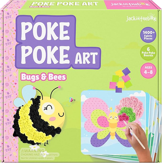 jackinthebox Poke Poke Art – Bugs Theme, Mess-Free Fabric Art and Craft, Flower Pressing Kits, Gift for Kids, Toys for Girls and Boys Ages 4 5 6 7 8-BubblyBeeBaby