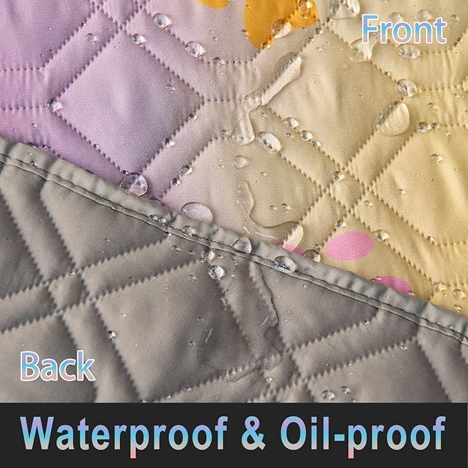 100% Waterproof Dog Bed Cover 102x82 in Reversible Changing Pad Reusable Camping Mat for Kids/Pet/Dog/Cat Washable Geometric Embroidery Blanket Patchwork Rainbow Dog Paw Printed+Gray-BubblyBeeBaby