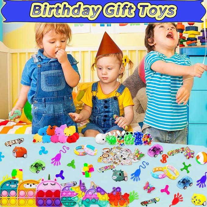 123 PCS Party Favors for Kids, Fidget Toys Bulk, Birthday Gifts Toys, Stocking Stuffers, Prize Treasure Box Toys for Classroom, Goodie Bags Stuffers, Pinata Filler, Carnival Prizes for Boys Girls 4-10-BubblyBeeBaby