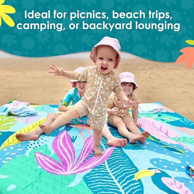 Jumbo Picnic Rug, Premium Large Picnic Mat, 6'7" x 6'7", Outdoor Waterproof Picnic Blanket Beach Mat, Foldable & Waterproof, Picnic Blankets Ideal for Beach & Park, Outdoor Blanket-BubblyBeeBaby