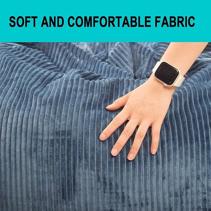 2 Pcs Classic Bean Bag Chair, with Faux Rabbit Fur Cover for Teens and Kids, Memory Foam Bean Bag Chairs, Ultra Soft Faux Fur Fabric, 2.5 feet Round Fluffy Bean Bag Sofa-BubblyBeeBaby