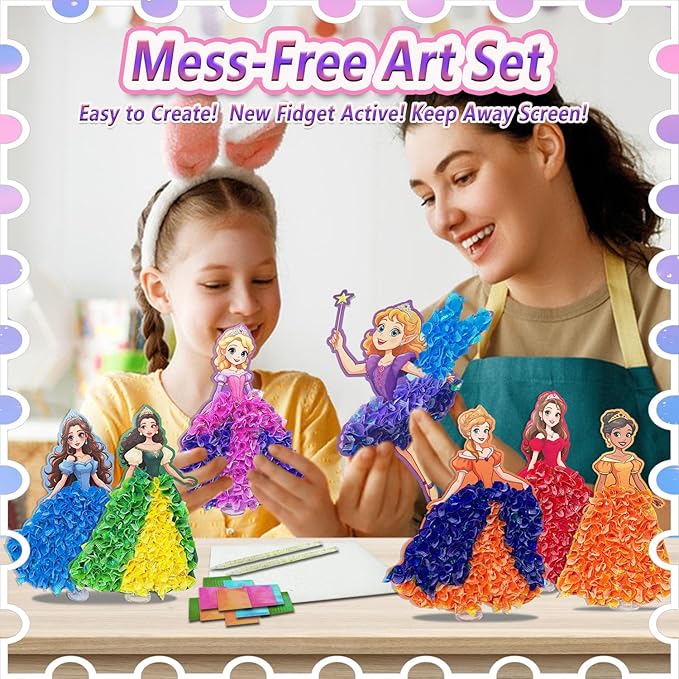 JRD&BS WINL Poke in Fun Art Kit for Kids Toys Age 3-12 Year Old 3D Creative Princesses for Girls Birthday Gifts for 3 4 5 6 7 8 9…… Year Old Boy DIY Craft Art Kit for Teens Beginner Kids-BubblyBeeBaby