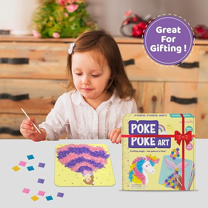 jackinthebox Poke Poke Art – Magical Theme, Mess-Free Fabric Art and Craft, Flower Pressing Kits, Gift for Kids, Girl Gifts, DIY Activity Boy Gift, Toys for Girls and Boys Ages 4 5 6 7 8-BubblyBeeBaby