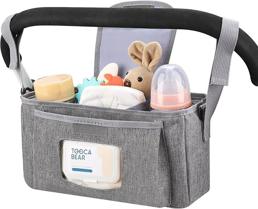 Accmor Universal Stroller Organizer with Insulated Cup Holder and Shoulder Strap, Stroller Bag Caddy Organizer Stroller Accessories for Uppababy, Baby Jogger, Nuna, Doona, Britax Strollers-BubblyBeeBaby