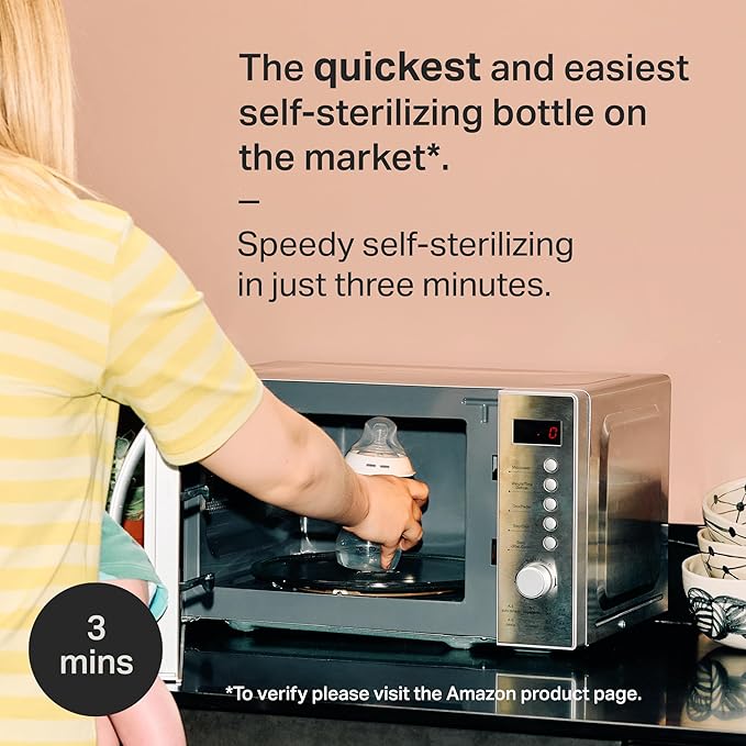 Tommee Tippee Advanced Anti-Colic Ready for Baby Bottle Set, 5oz and 9oz Self-Sterilizing Bottles, Slow and Medium Flow Nipples, 0-6 Month Pacifiers, Travel Bottle Warmer, Removable Bottle Handles-BubblyBeeBaby