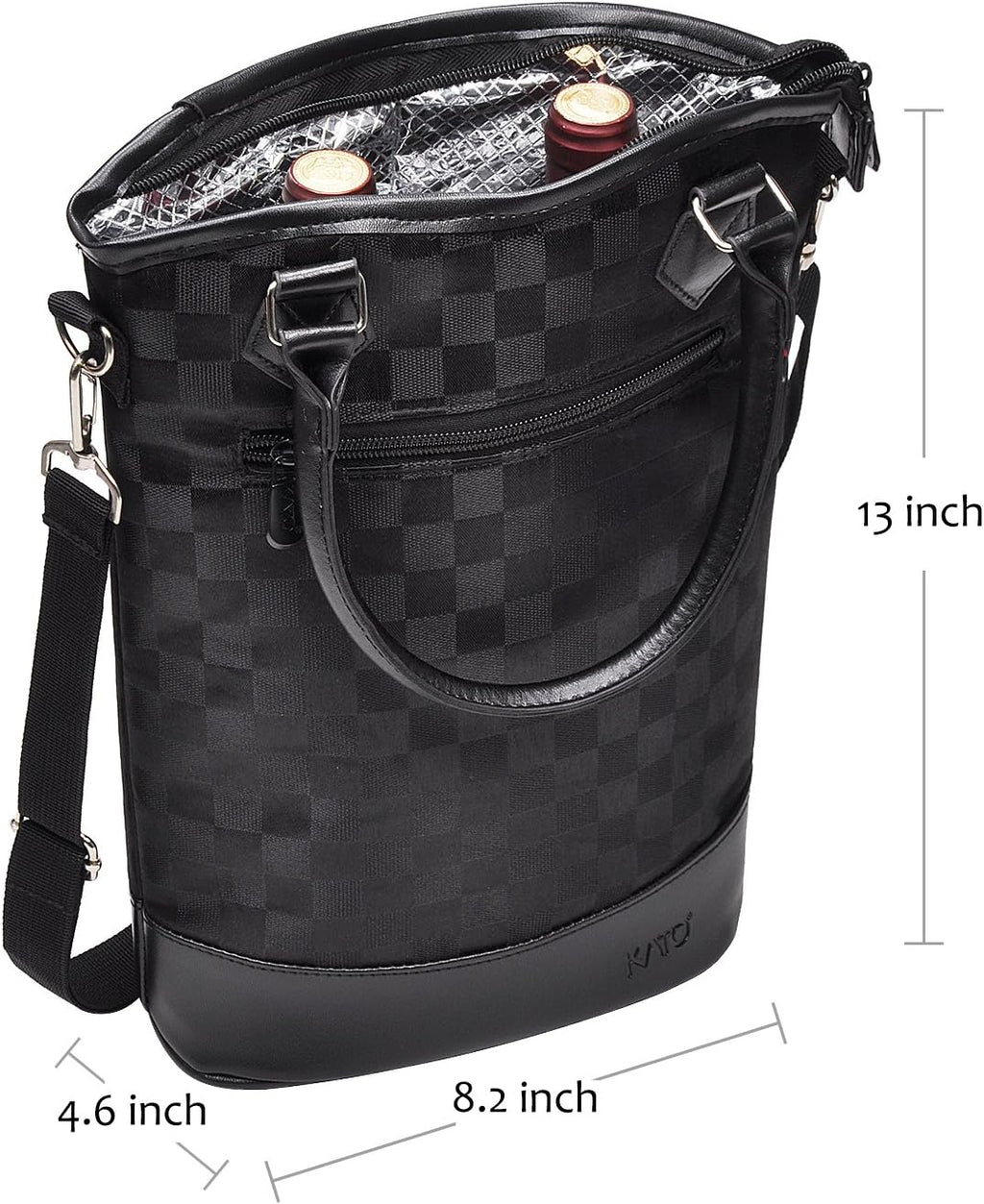 Tirrinia Insulated Wine Gift Carrier Tote - Travel Padded 2 Bottle Wine/Champagne Cooler Bag for Portable Wine Bottle Carrying Case, Women Men Wine Party Bag for Event,BYOB,Beach, Gift for Wine